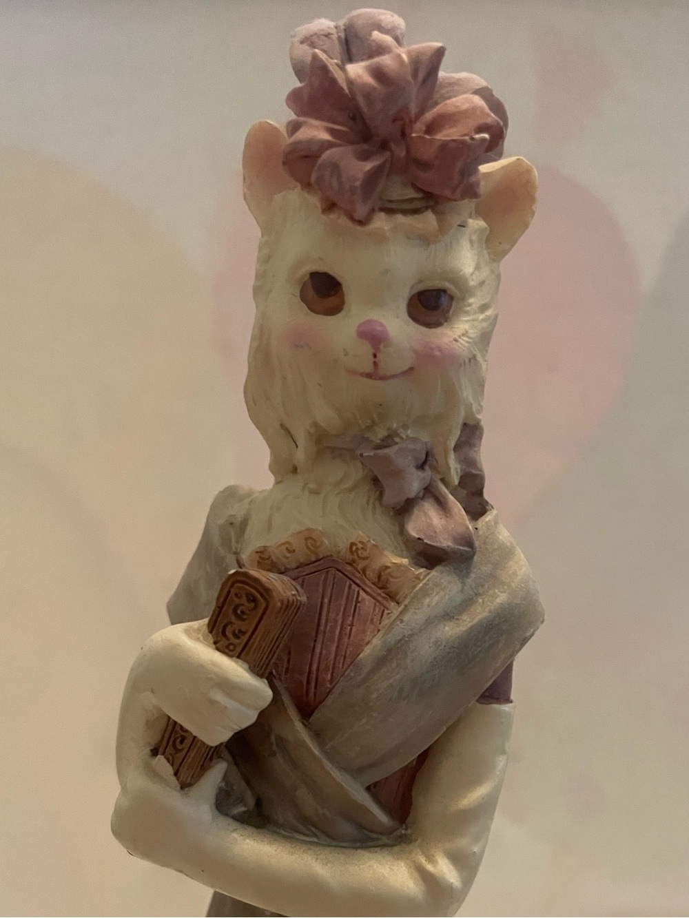 Vintage cat Figurine in Victorian Dress Victorian Anthropomorphic cat statue